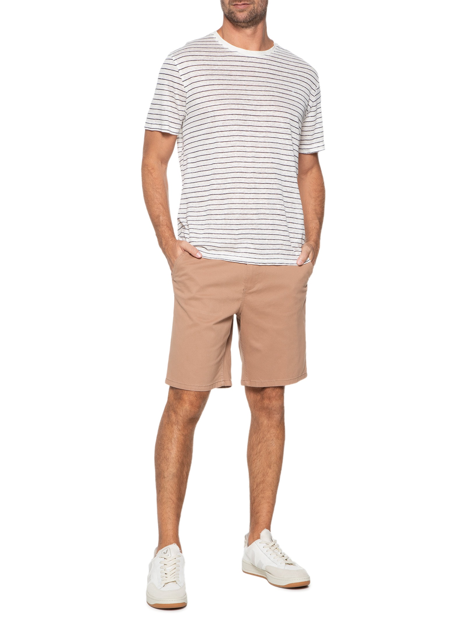 Bermuda Masculina Sarja Peletizada Marrom Hering