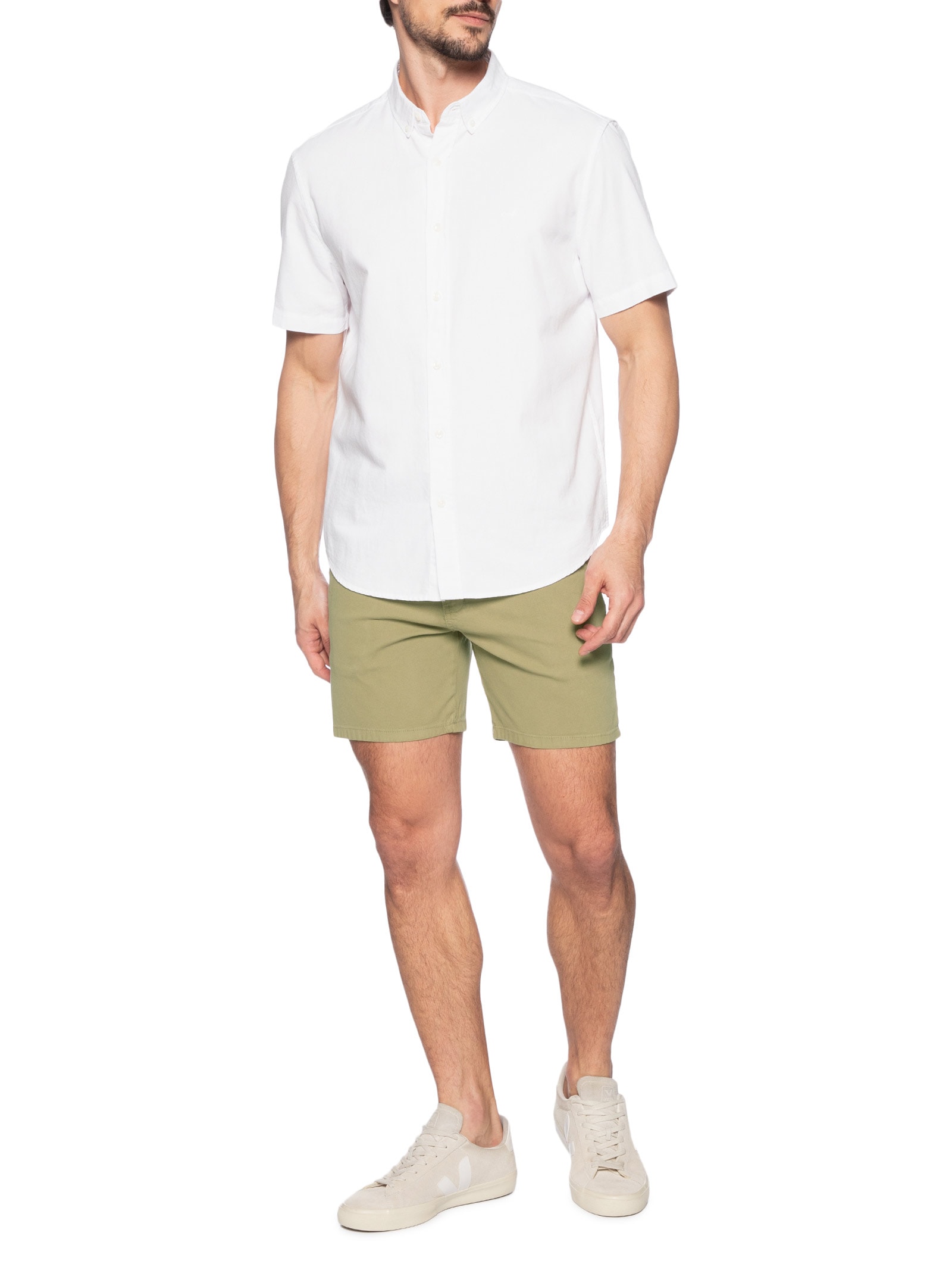 Bermuda Masculina Sarja Slim Verde Basiq Men