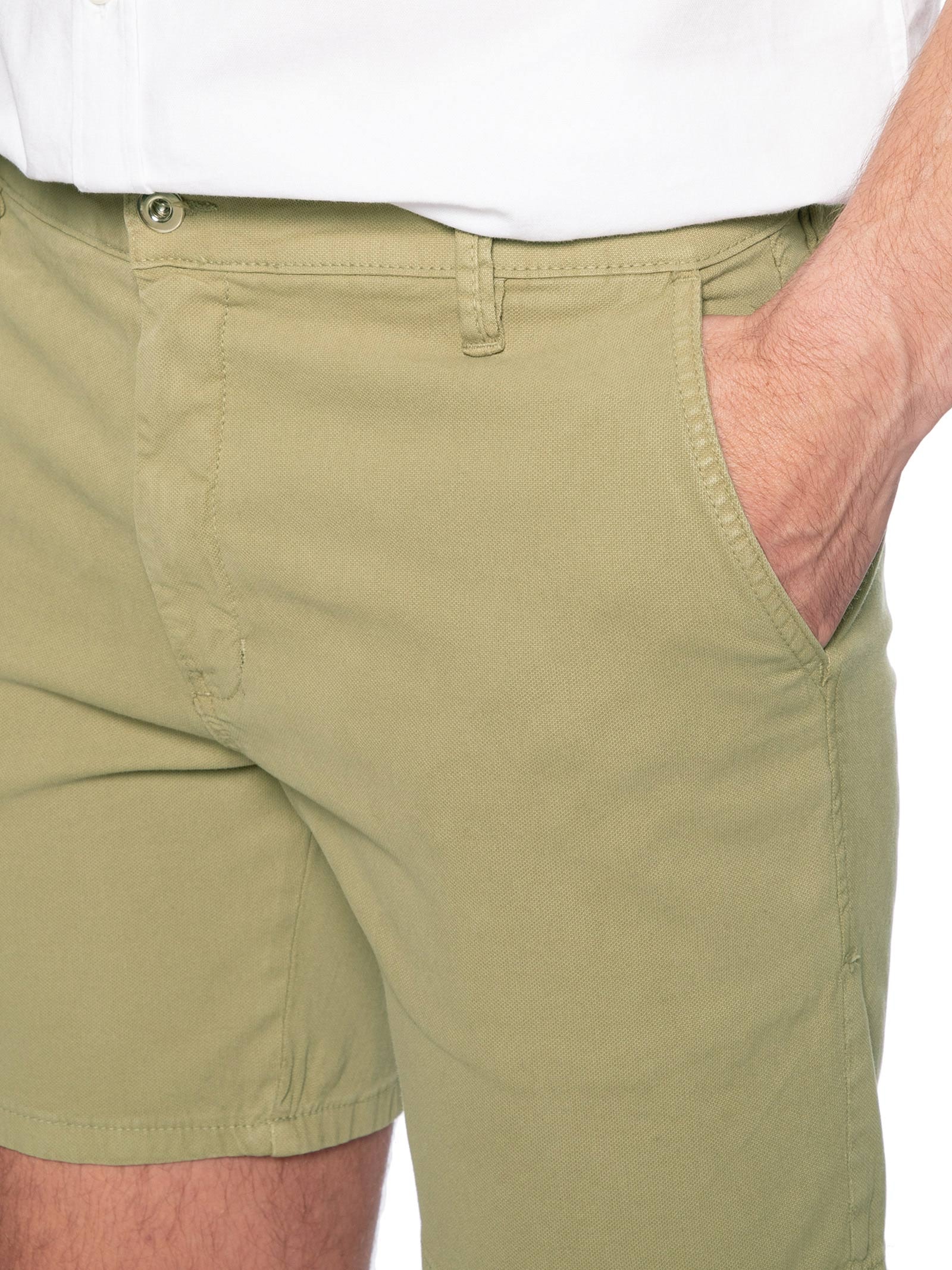 Bermuda Masculina Sarja Slim Verde Basiq Men