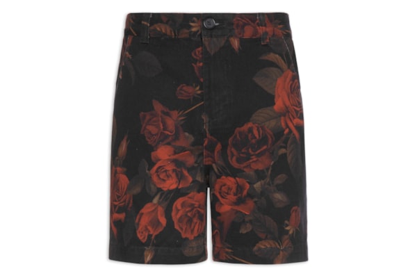Bermuda Masculina Sarja Vintage Rose - Preto
