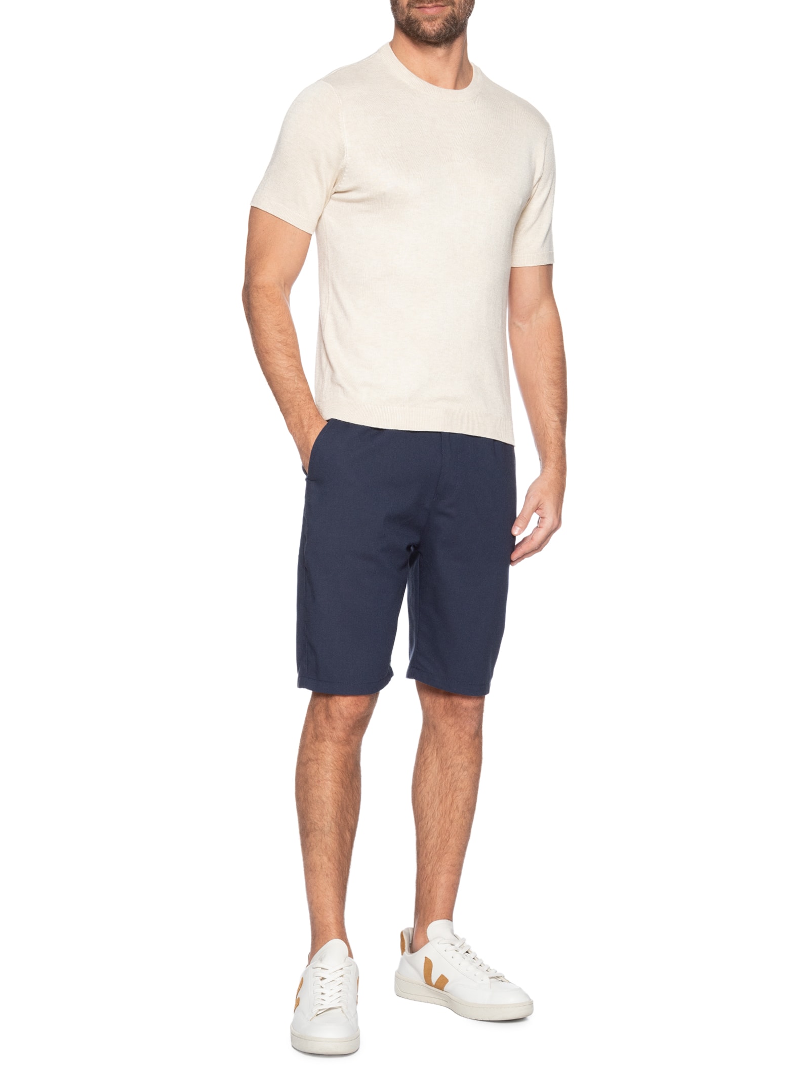 Bermuda Masculina Social Cós Elástico E Cordão Azul '2 Essential