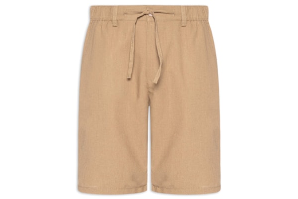 Bermuda Masculina Social Cós Elástico E Cordão - Bege