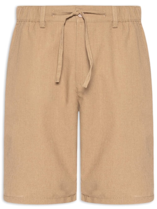 Bermuda Masculina Social Cós Elástico E Cordão – Bege