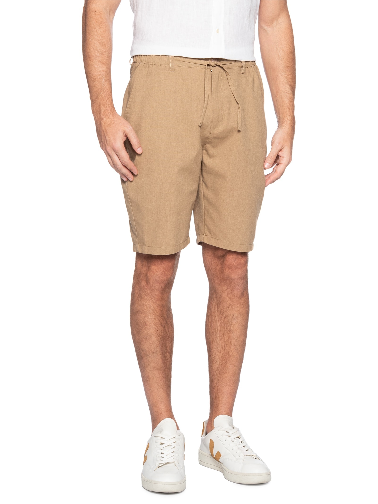 Bermuda Masculina Social Cós Elástico E Cordão Bege '2 Essential