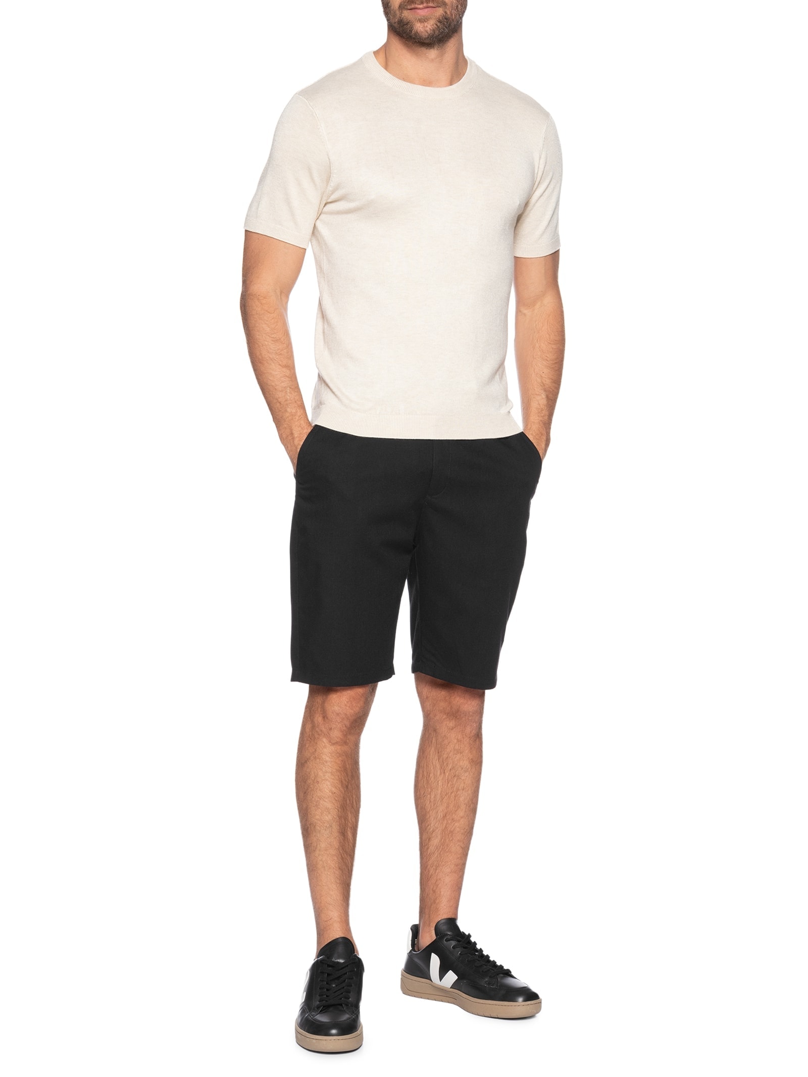 Bermuda Masculina Social Cós Elástico E Cordão Preto '2 Essential