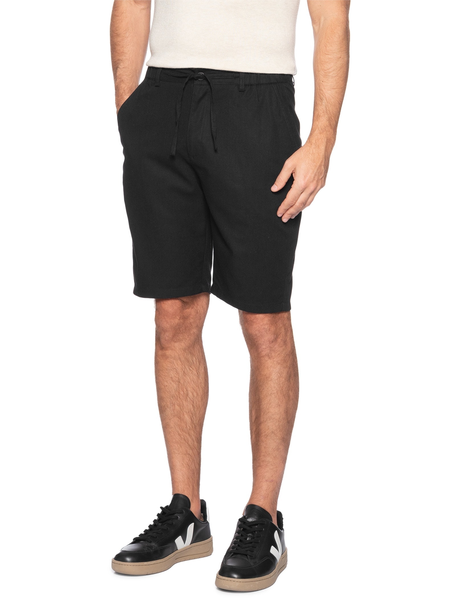 Bermuda Masculina Social Cós Elástico E Cordão Preto '2 Essential