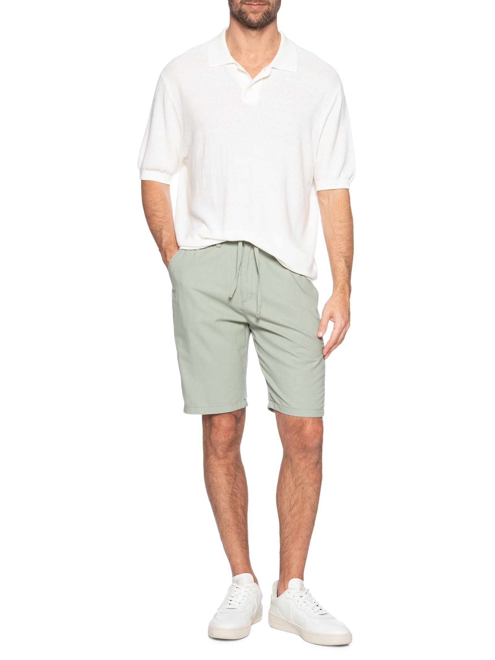 Bermuda Masculina Social Cós Elástico E Cordão Verde '2 Essential