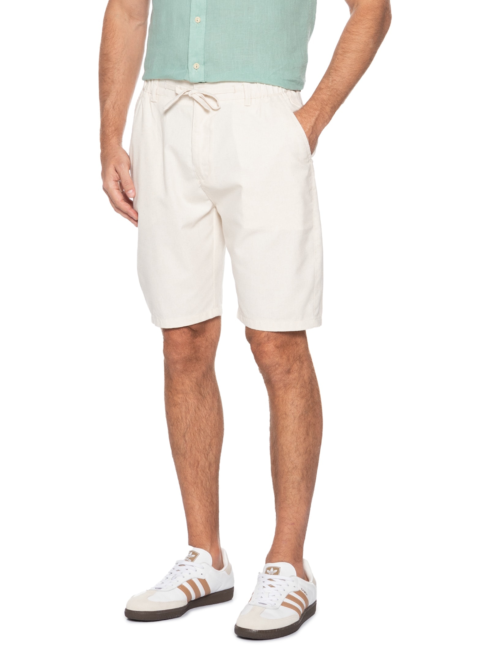 Bermuda Masculina Social Cós Elástico Off White '2 Essential