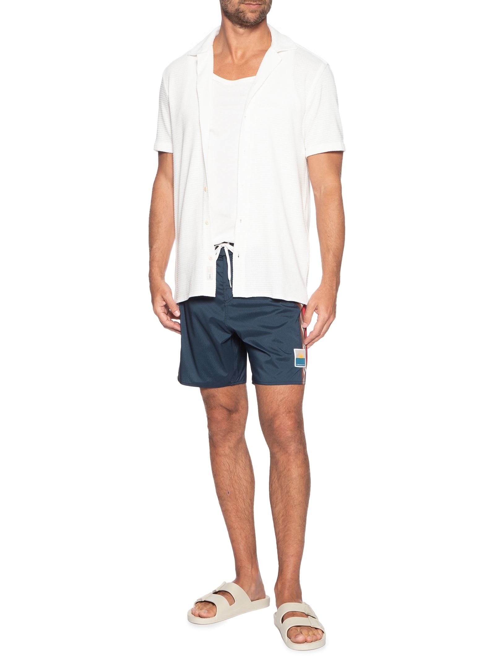 Bermuda Masculina Surf Aquaone Flex Roca Stripes Azul Osklen