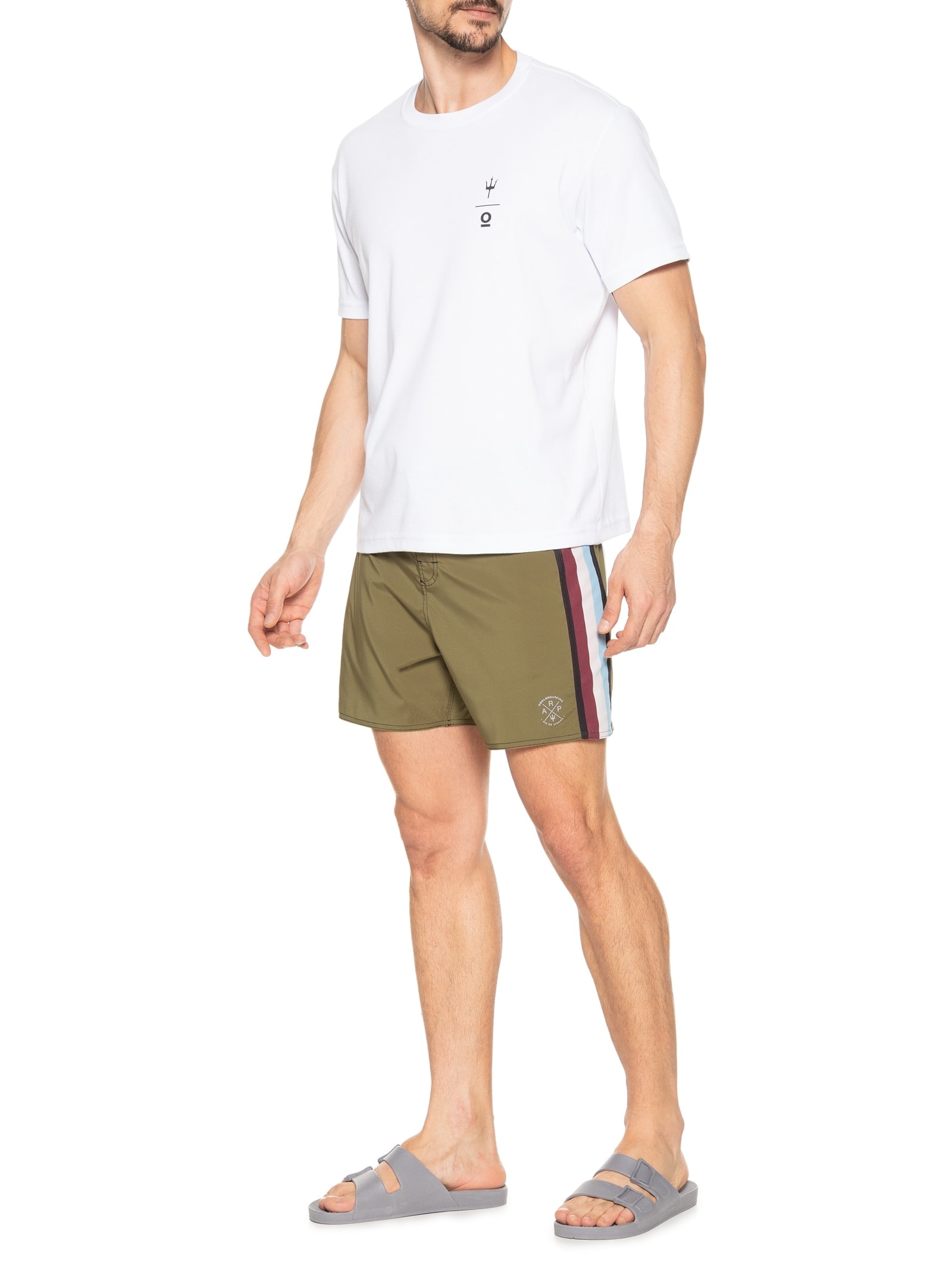 Bermuda Masculina Surf Aquaone Vintage Stripe Marrom Osklen