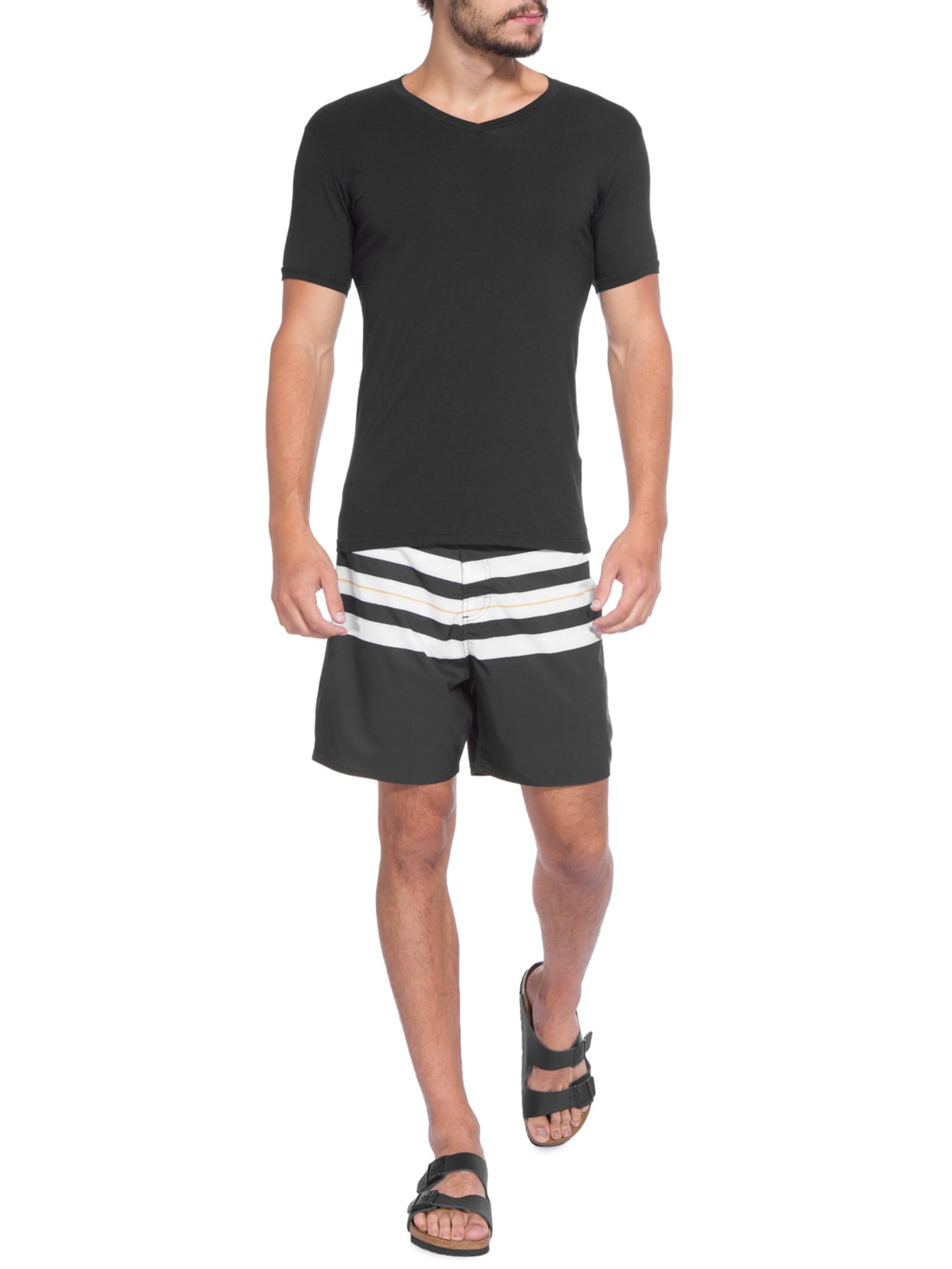 Bermuda Masculina Surf Longboard Preto E Branco Osklen