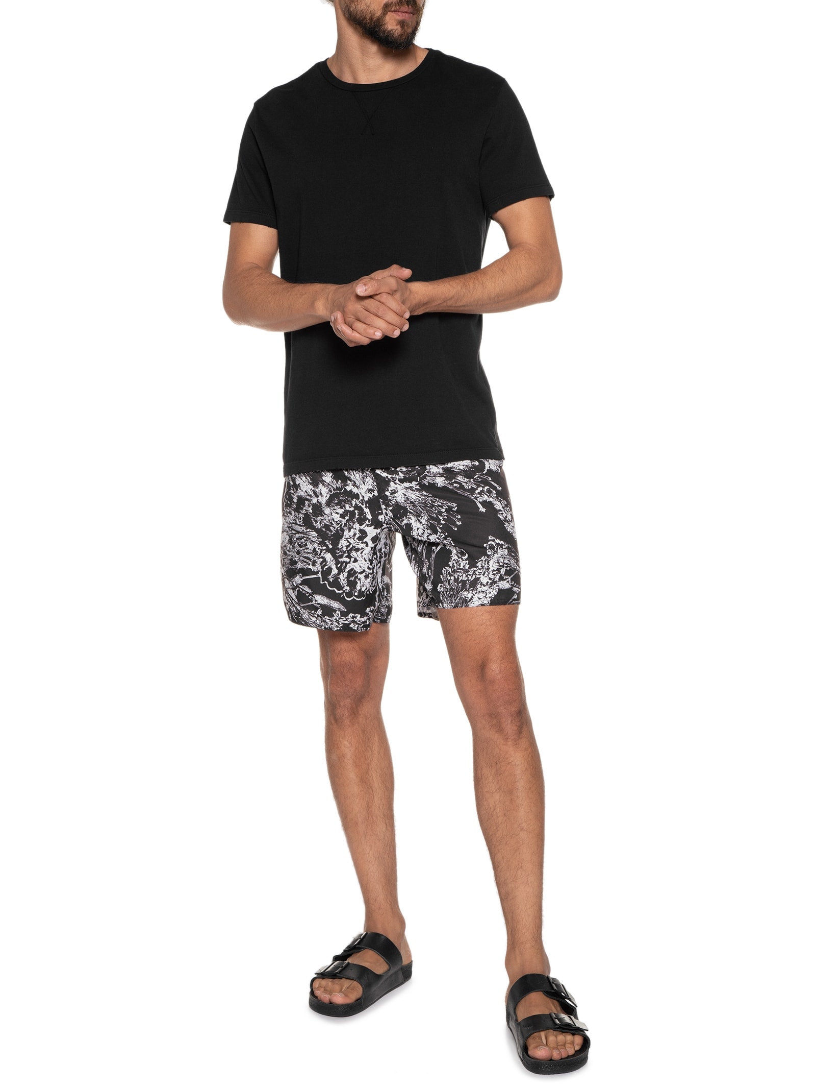 Bermuda Masculina Surf Noise Flower Preto Osklen