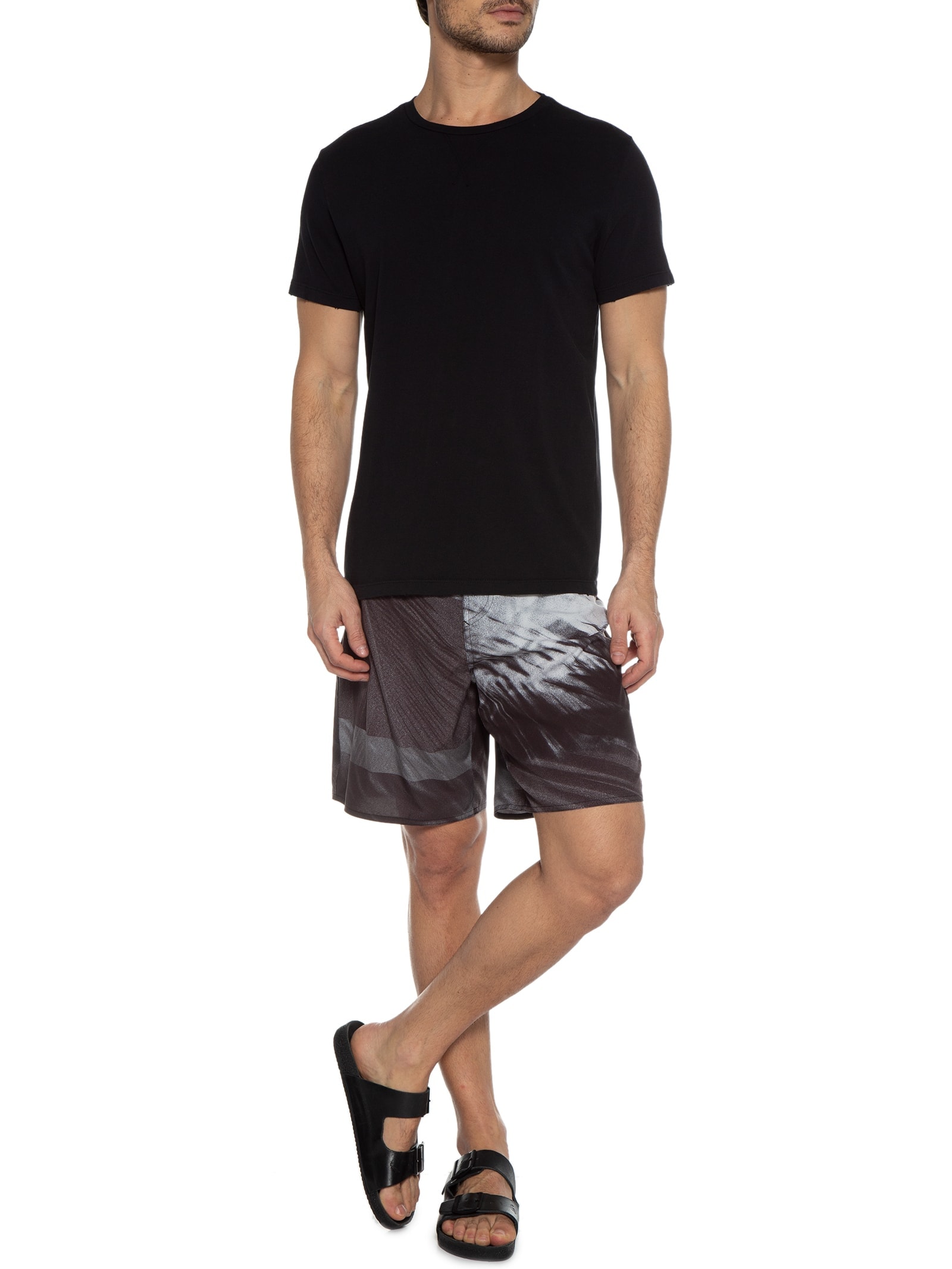 Bermuda Masculina Surf Palmleaf Noise Preto Osklen