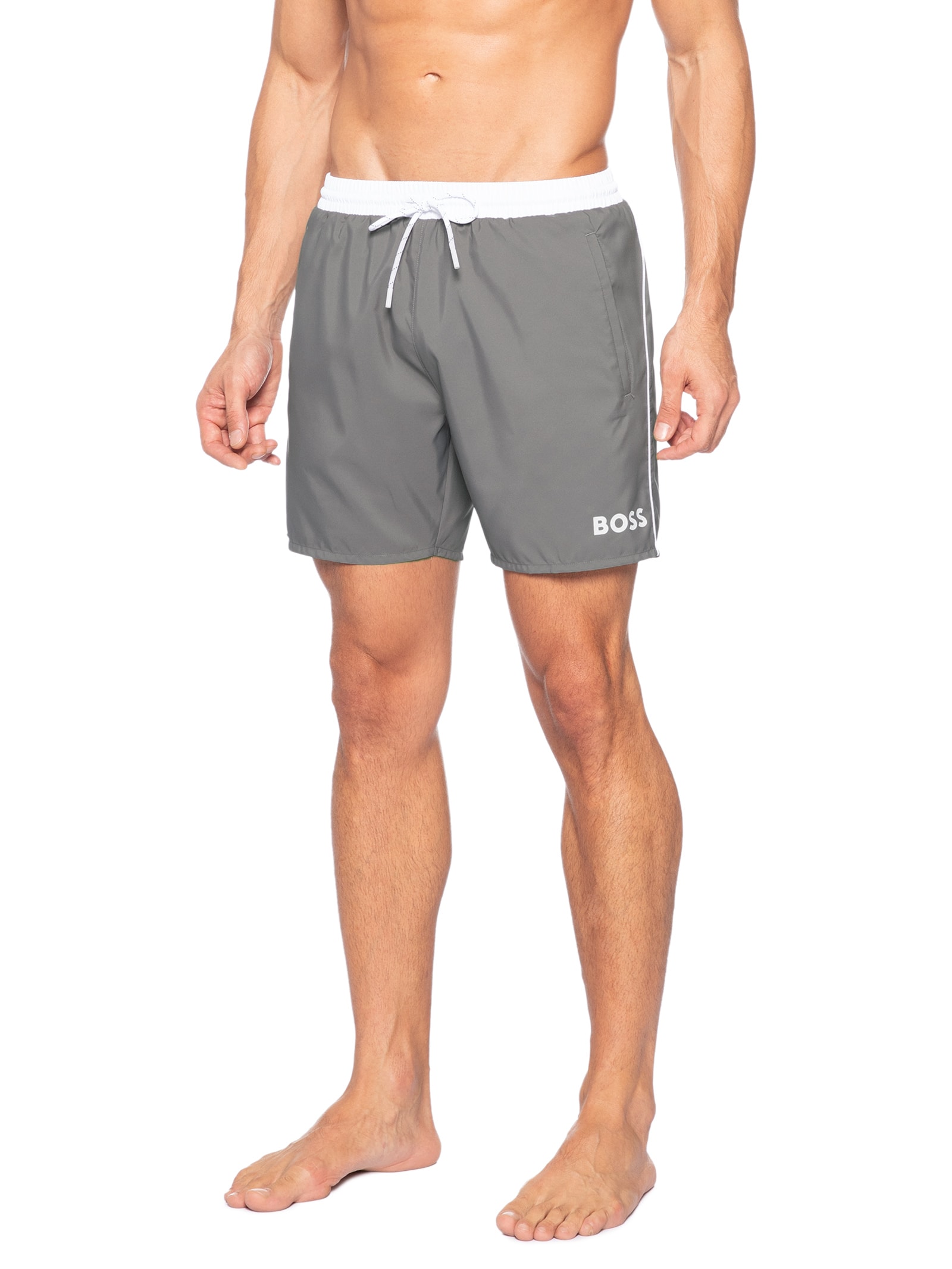 Bermuda Masculina Swim Quick-Dry Starfish Cinza Boss
