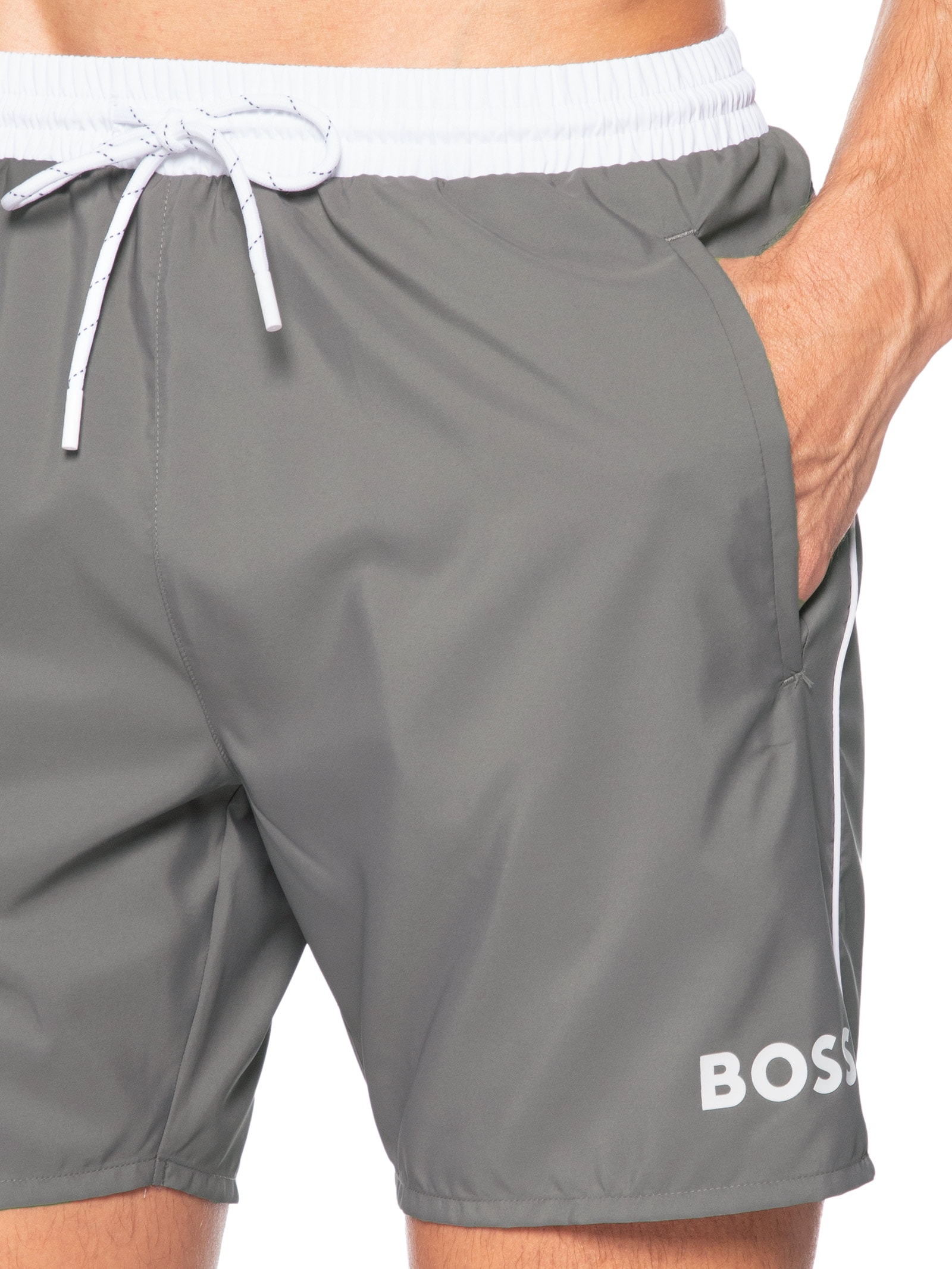 Bermuda Masculina Swim Quick-Dry Starfish Cinza Boss