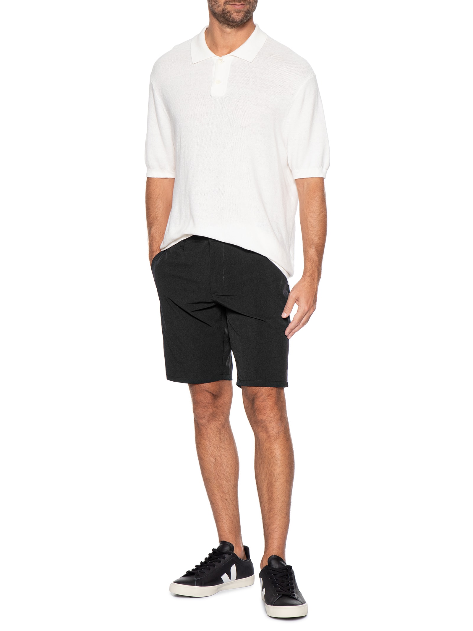 Bermuda Masculina Tech Fivela Lateral Preto Sergio K