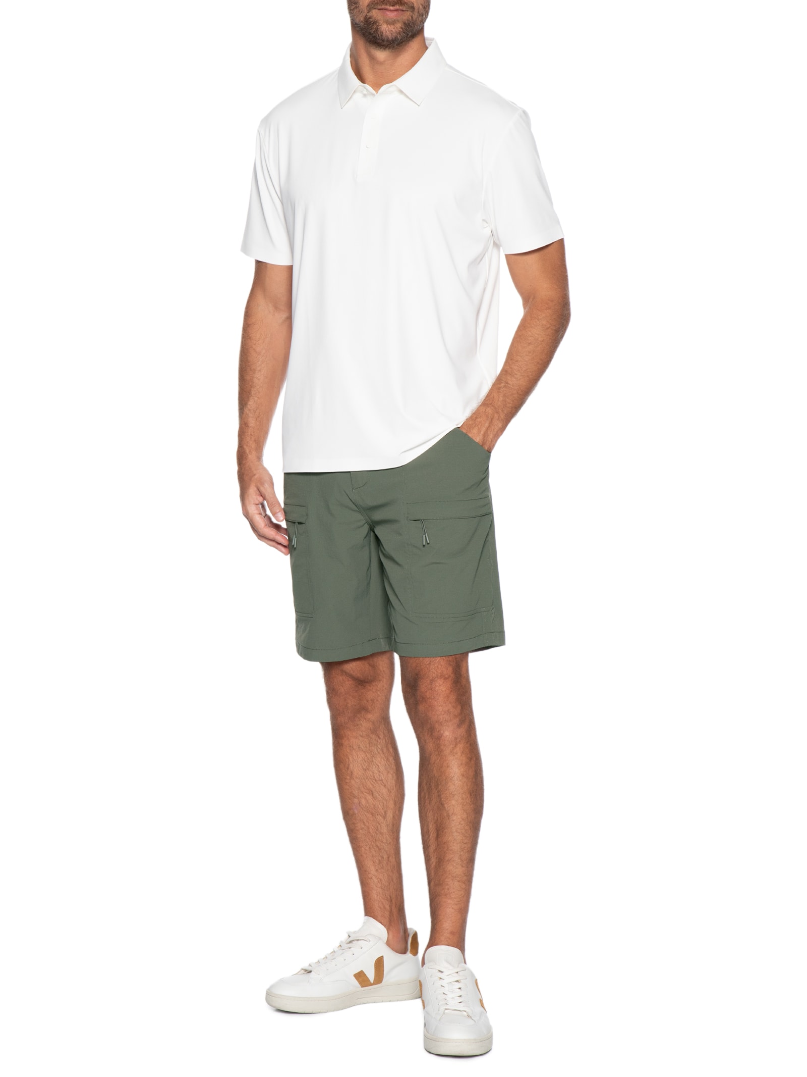 Bermuda Masculina Tech Grid Verde '2 Essential