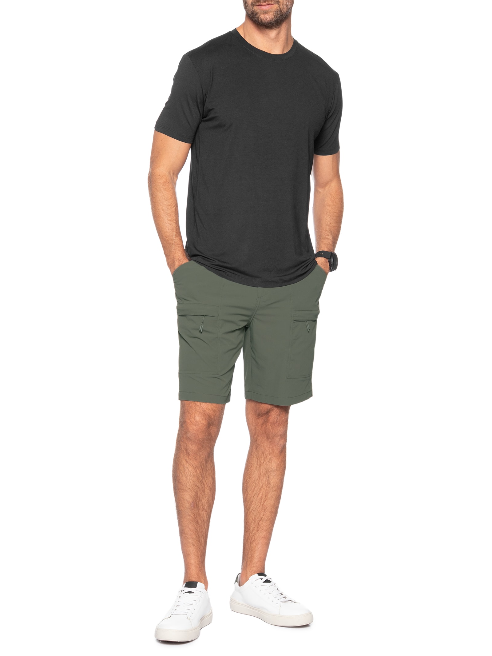 Bermuda Masculina Tech Grid Verde '2 Essential