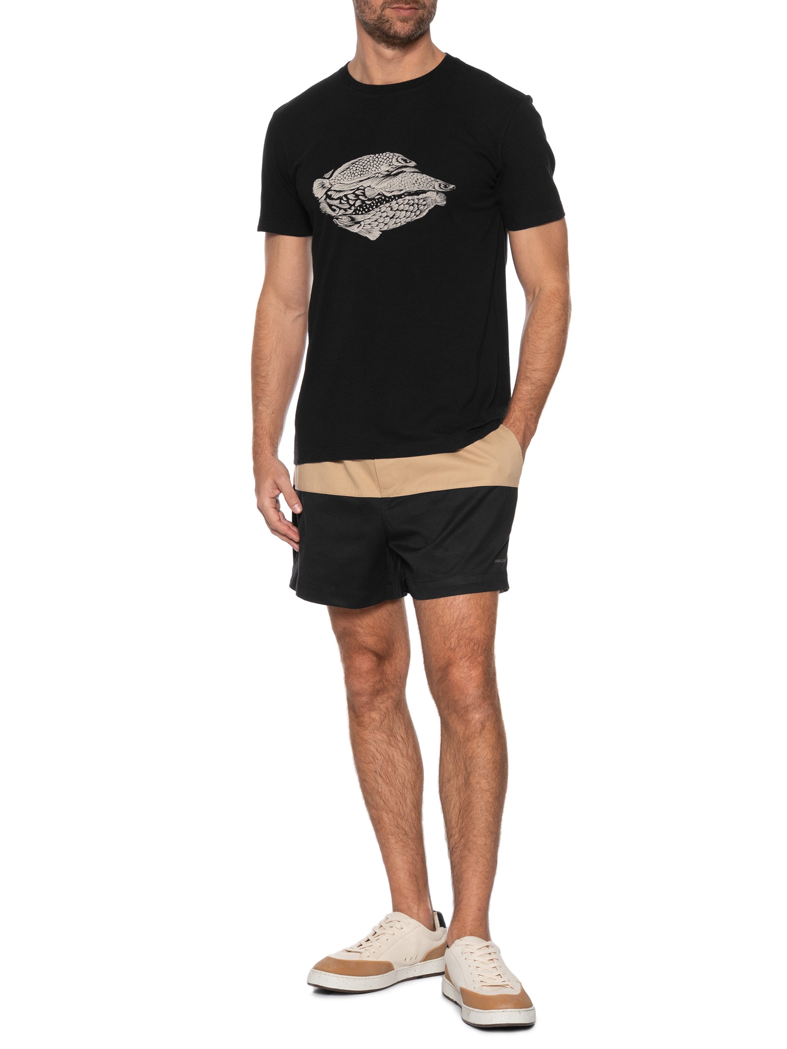 Bermuda Masculino Sarja Pj Bicolor  Preto Osklen