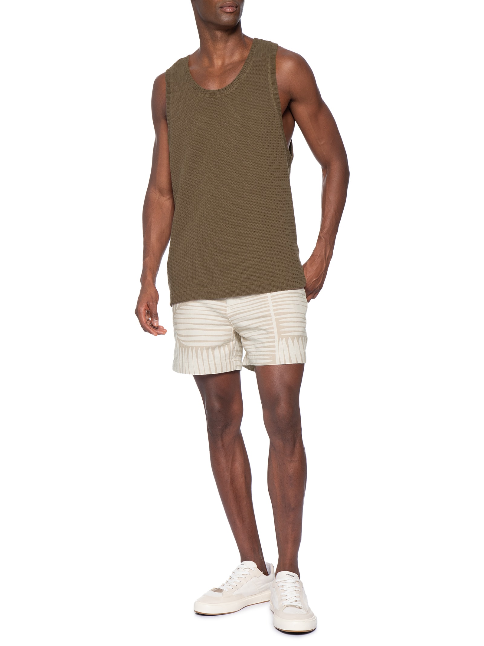 Bermuda Sarja Masculina Jacquard Geometric Bege Osklen