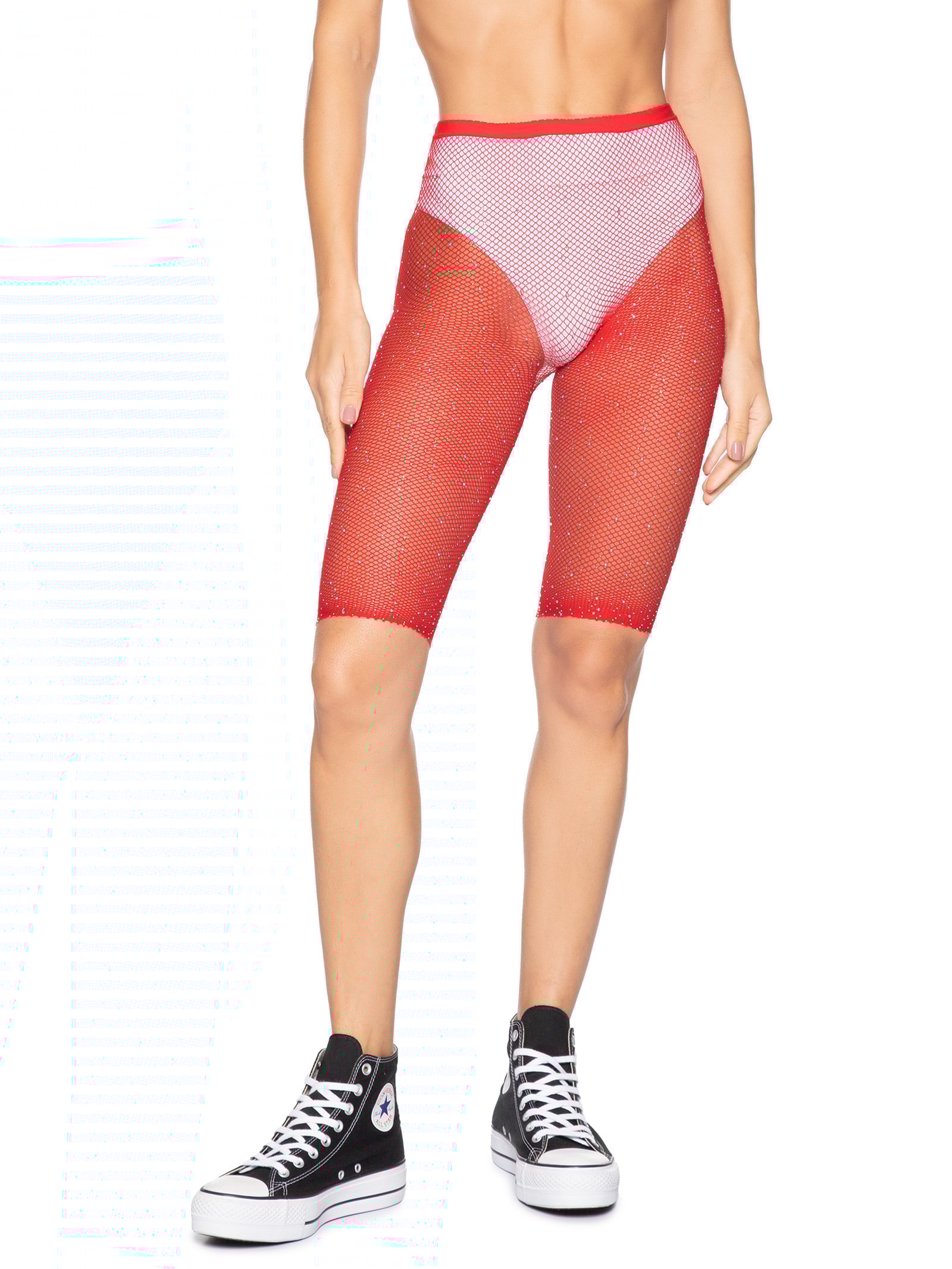 Biker Feminina Arrastão Vermelho Meiota