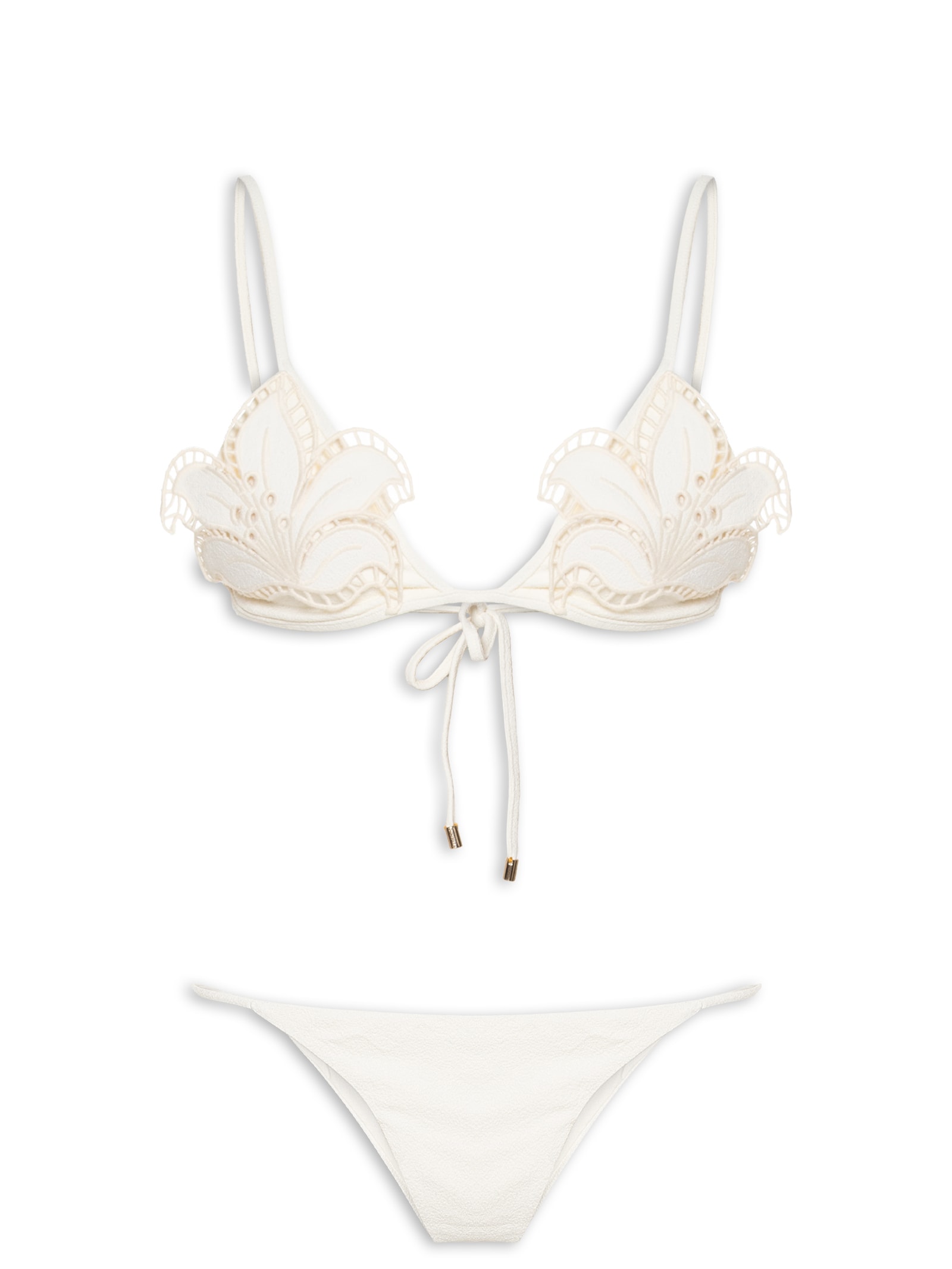 Biquini Artesanal Flor Richelieu Branco Farm Praia