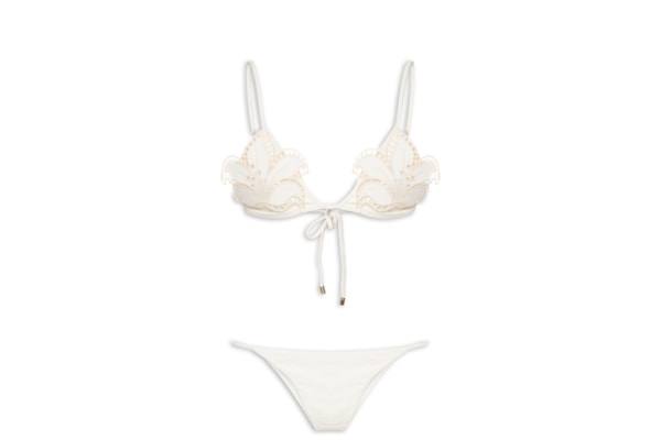 Biquini Artesanal Flor Richelieu - Branco