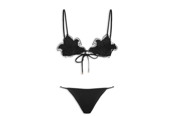 Biquíni Artesanal Flor Richilieu - Preto