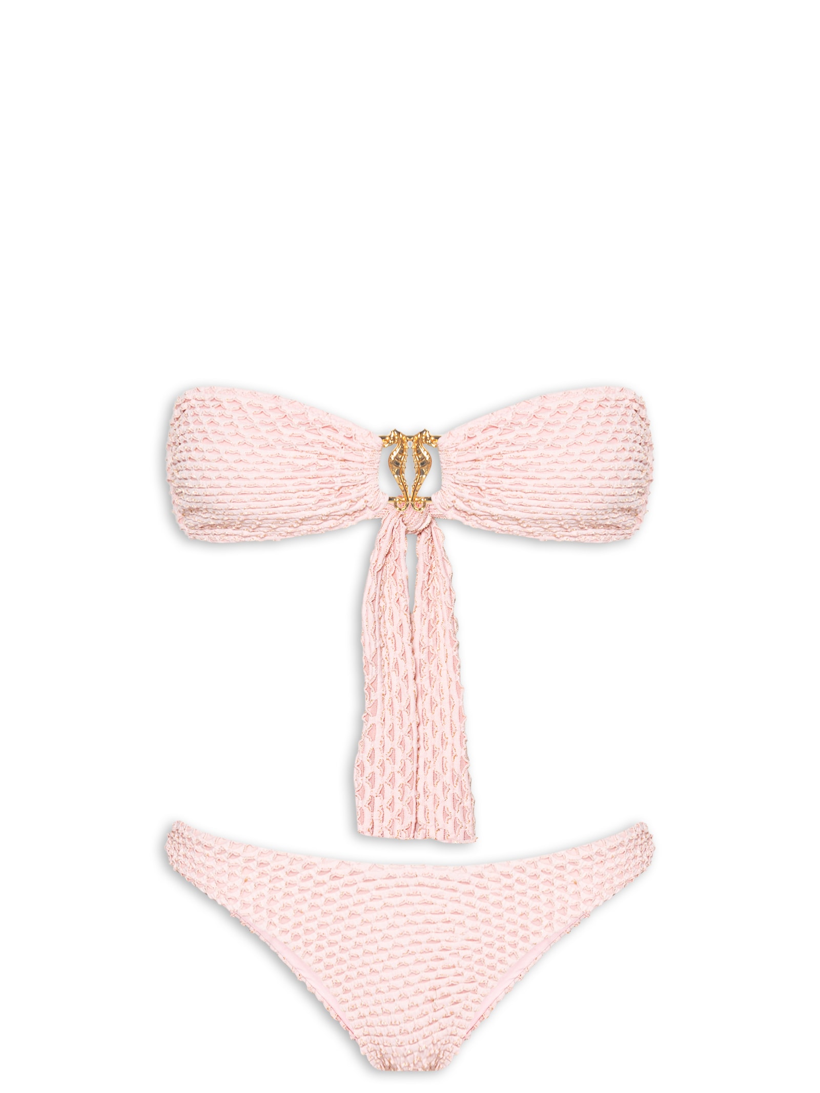 Biquíni Asa Delta Textura Cavalo Marinho Rosa Farm Praia