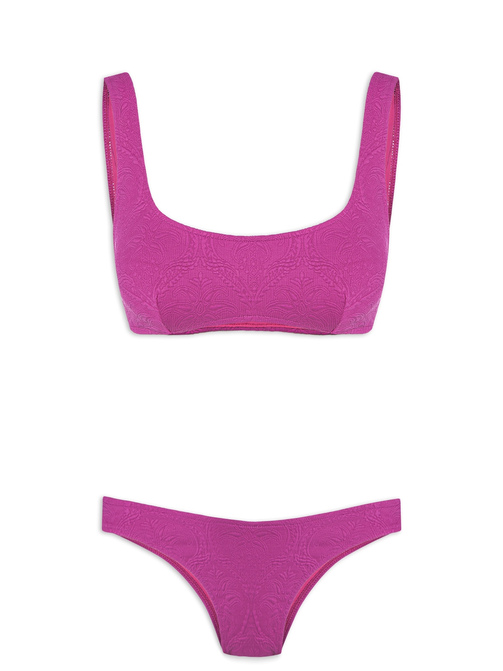 Biquíni Asa Delta Textura Coqueiro Rosa Farm Praia