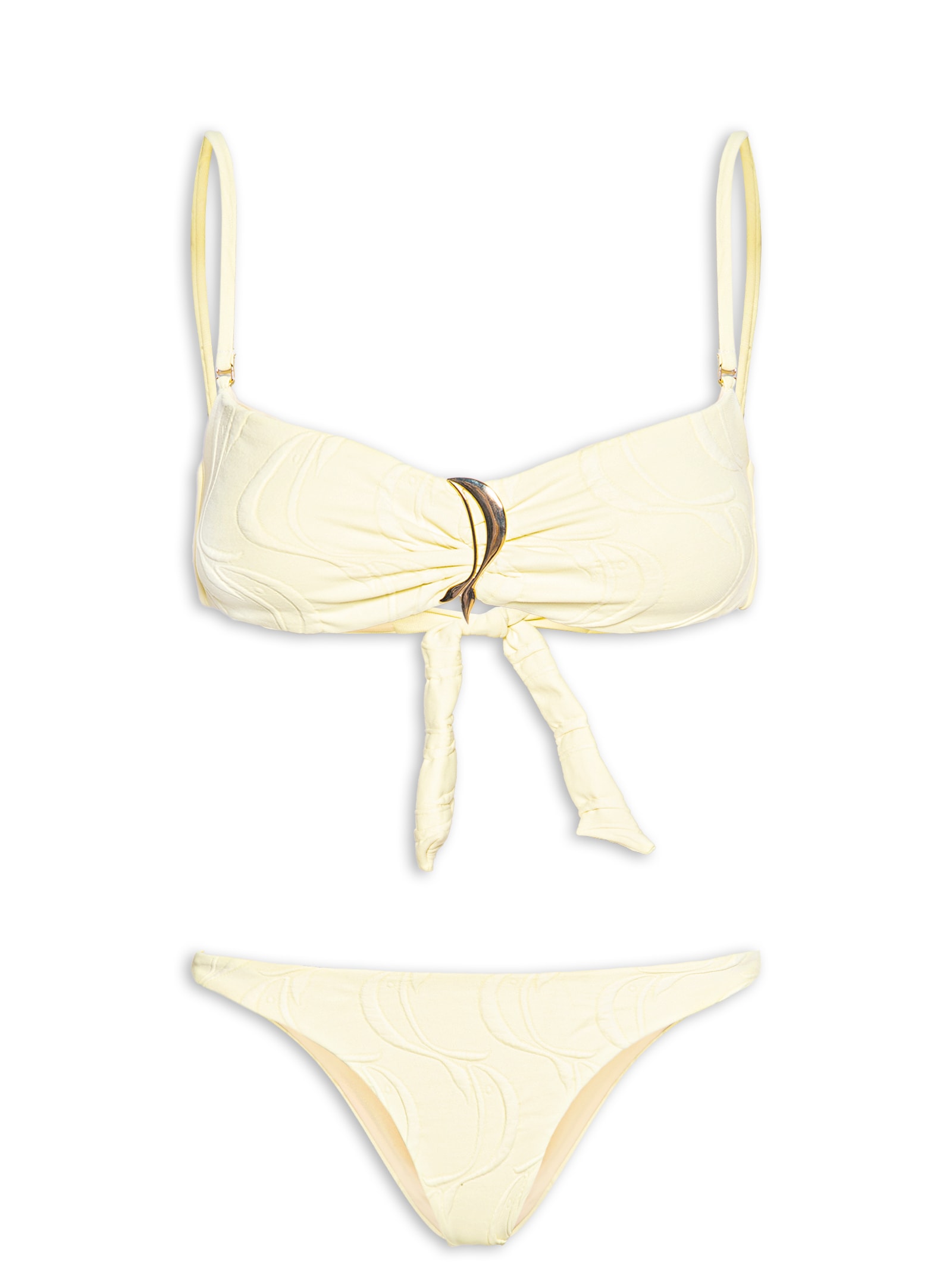 Biquíni Bandeau Textura Peixe Amarelo Farm Praia