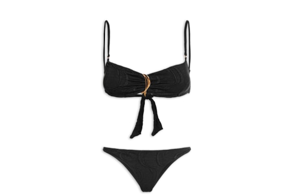 Biquíni Bandeau Textura Peixe - Preto