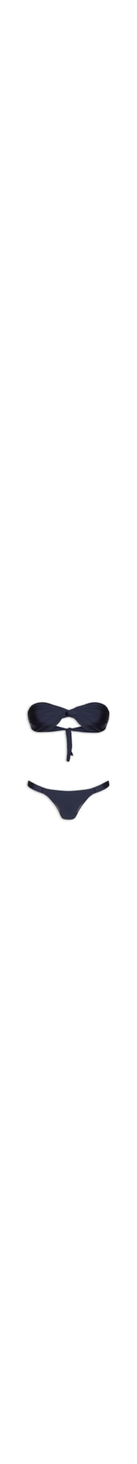 Biquíni Bandeau Torcido E Calcinha Fixa - Azul