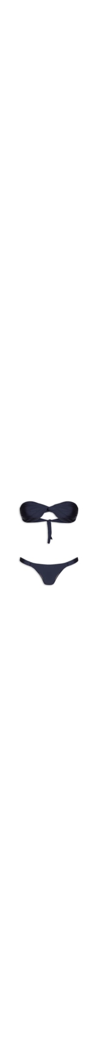 Biquíni Bandeau Torcido E Calcinha Fixa - Azul