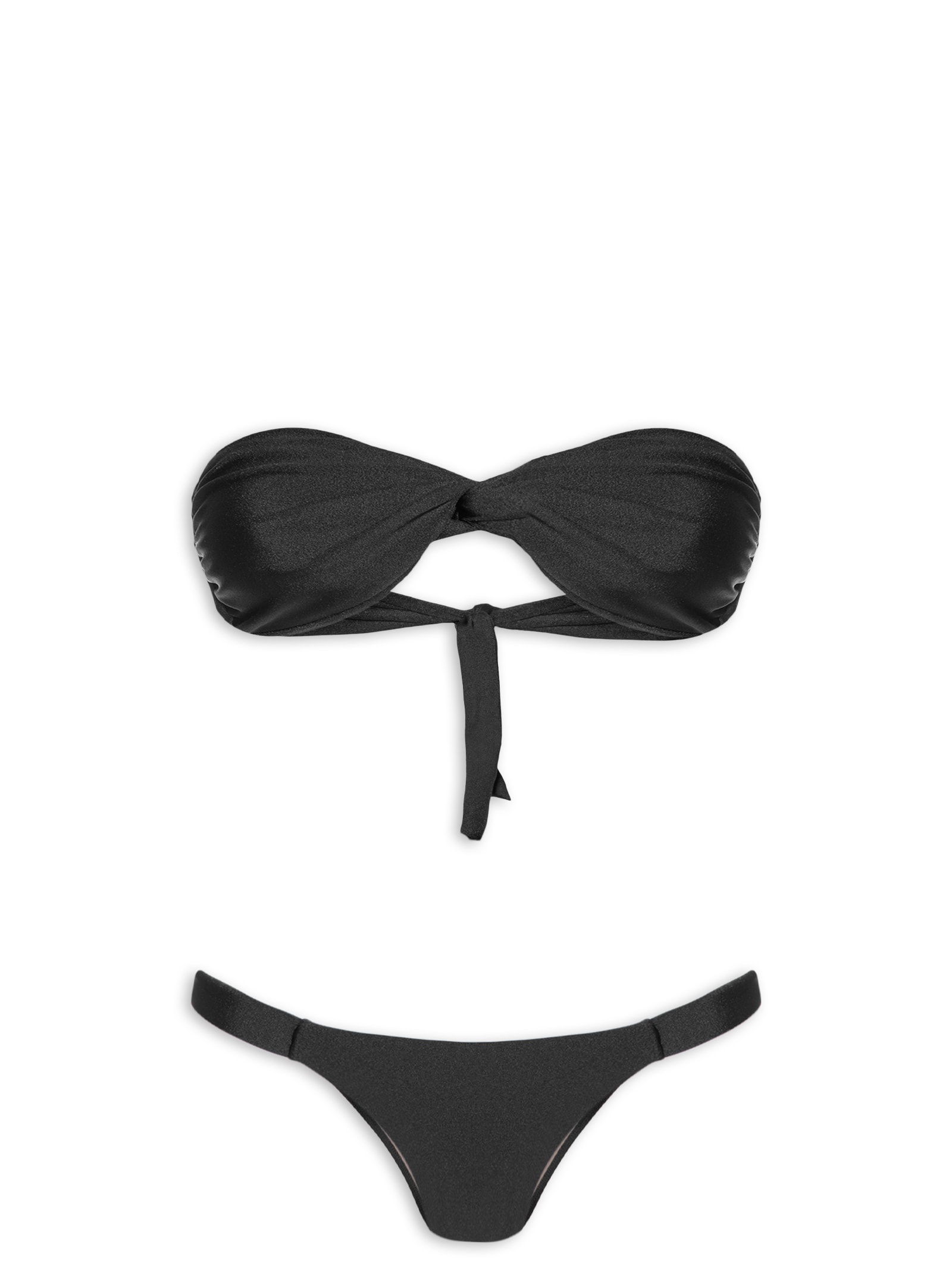 Biquíni Bandeau Torcido E Calcinha Fixa Preto '2Essential