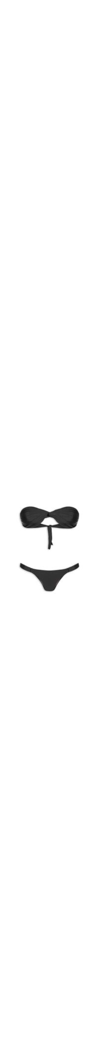 Biquíni Bandeau Torcido E Calcinha Fixa - Preto