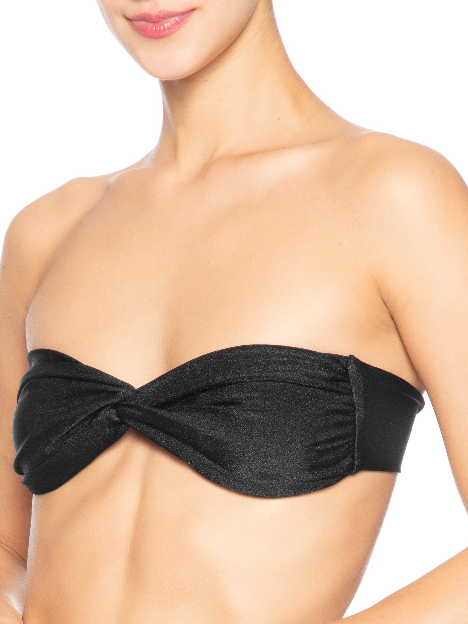 Biquíni Bandeau Torcido E Calcinha Fixa Preto '2Essential