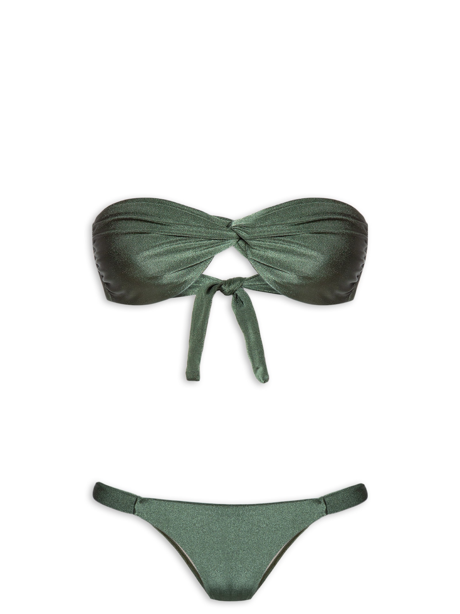 Biquíni Bandeau Torcido E Calcinha Fixa Verde '2Essential