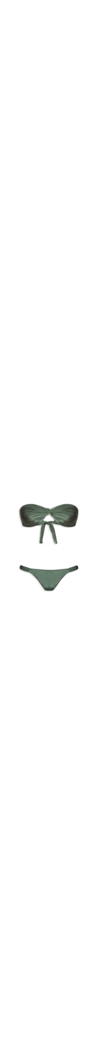 Biquíni Bandeau Torcido E Calcinha Fixa - Verde