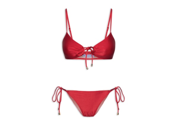 Biquíni Com Amarração Centro E Lateral - Vermelho