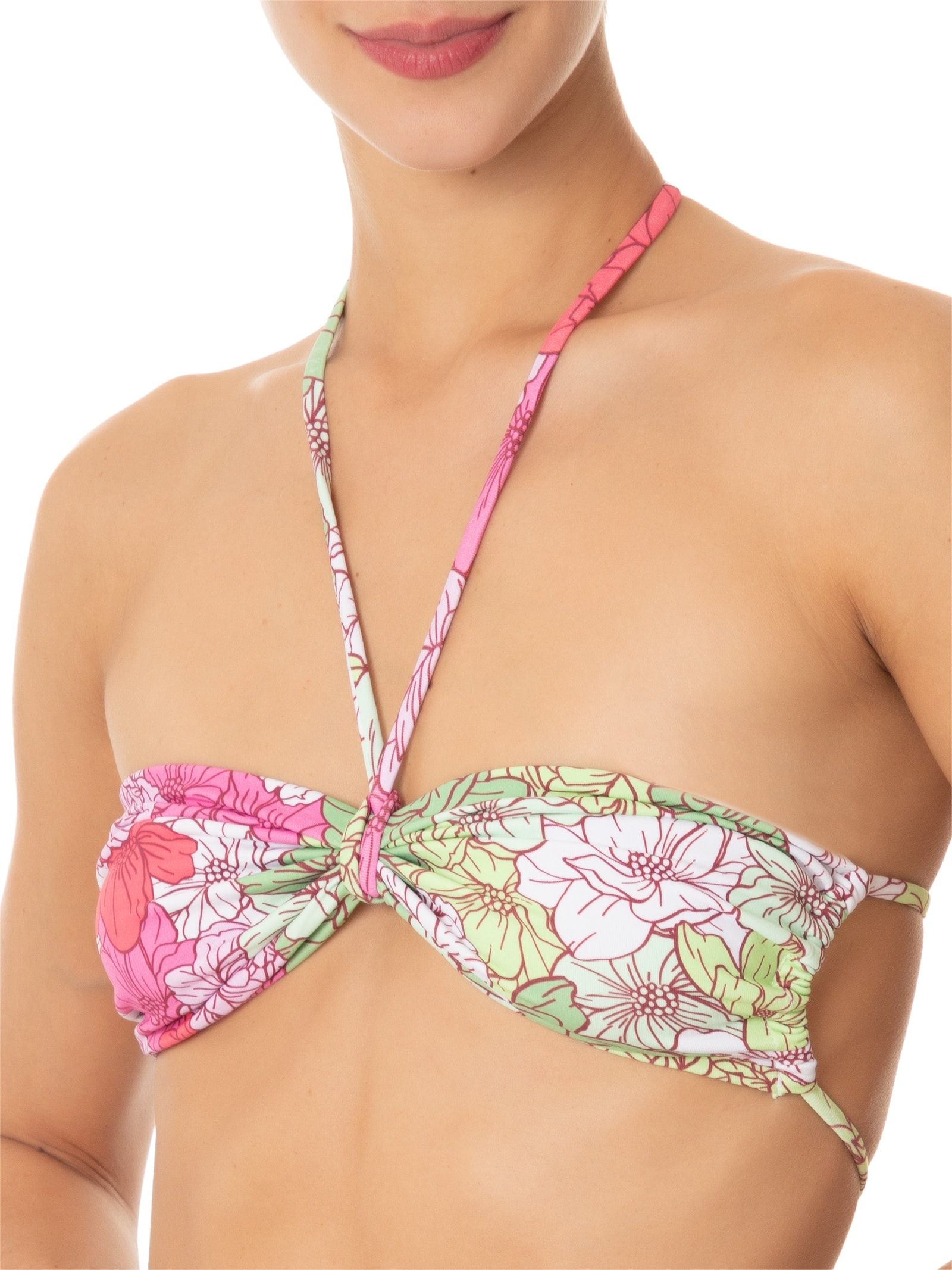 Biquini Conjunto Amarrações Floral Rosa '2Essential