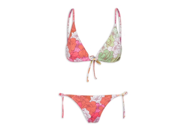 Biquini Conjunto Cortininha Estampado - Rosa