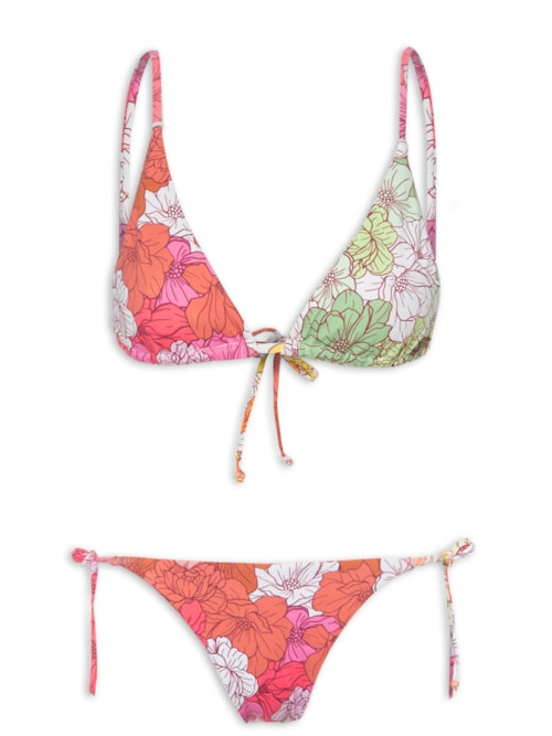 Biquini Conjunto Cortininha Estampado – Rosa