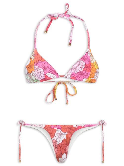 Bíquini Conjunto Cortininha Floral – Rosa