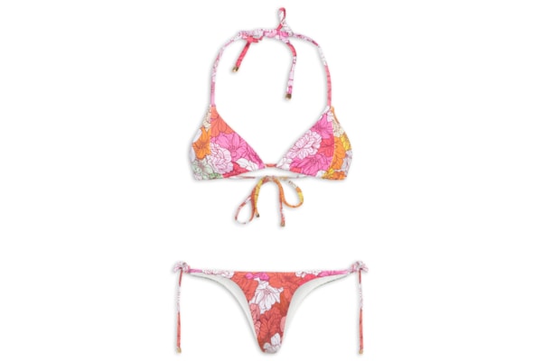 Bíquini Conjunto Cortininha Floral - Rosa