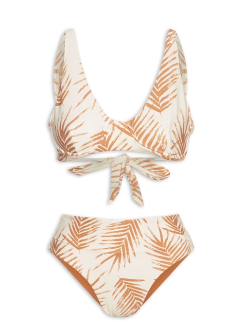 Bíquini Conjunto Top Aro e Calcinha Cava – Off white