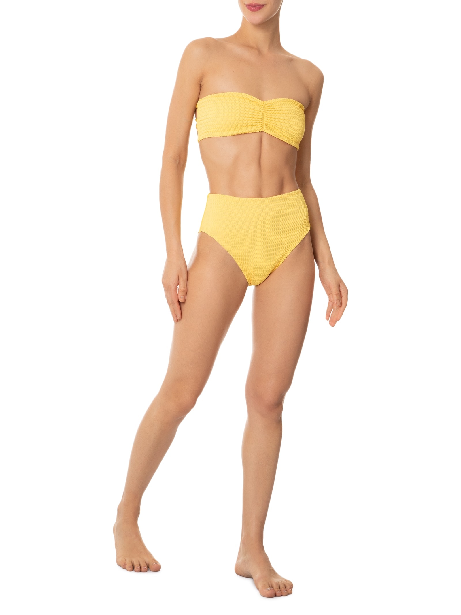 Biquíni Conjunto Top Bandeau e Calcinha Hot Pants Amarelo '2Essential