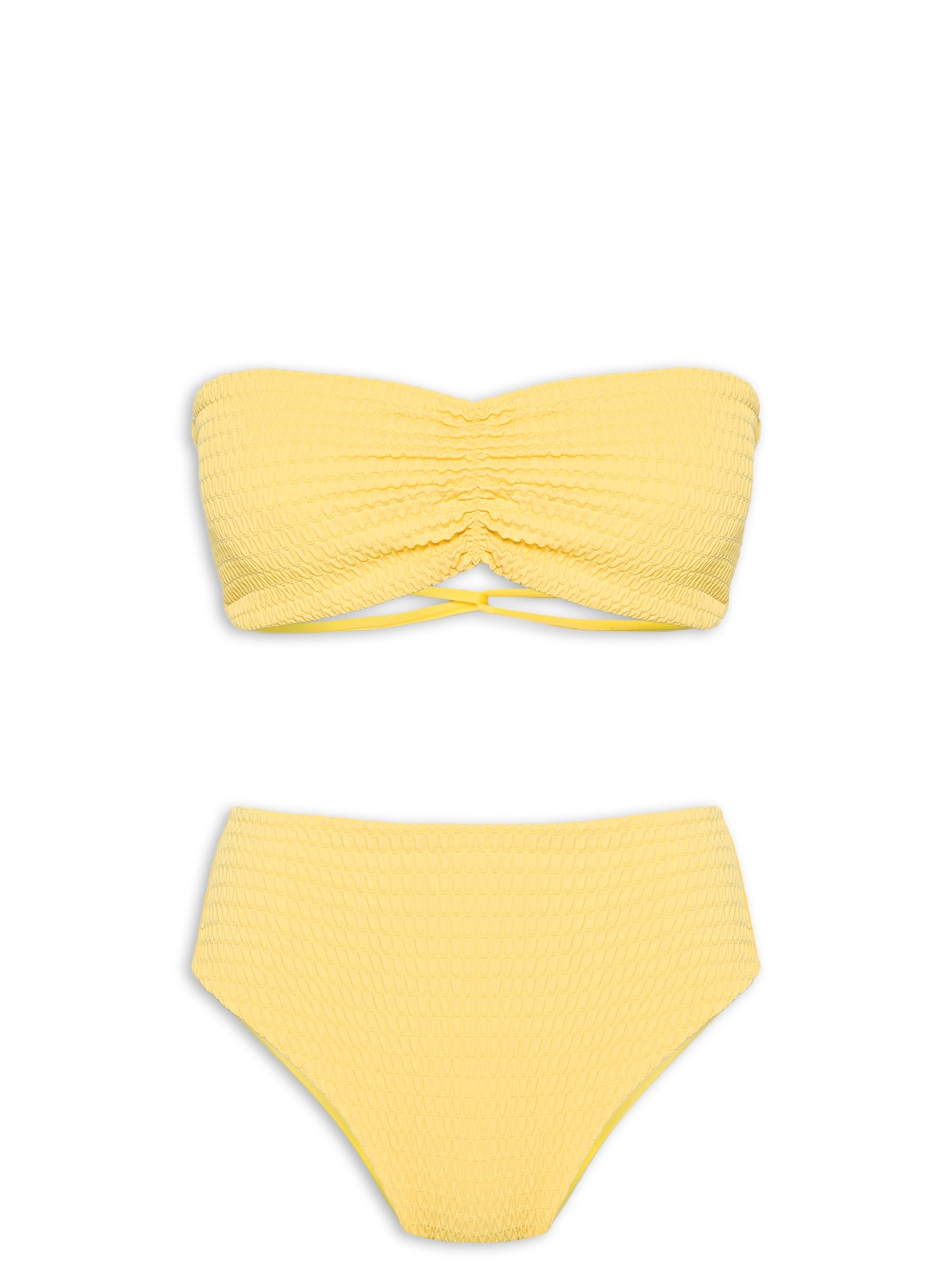 Biquíni Conjunto Top Bandeau e Calcinha Hot Pants Amarelo '2Essential
