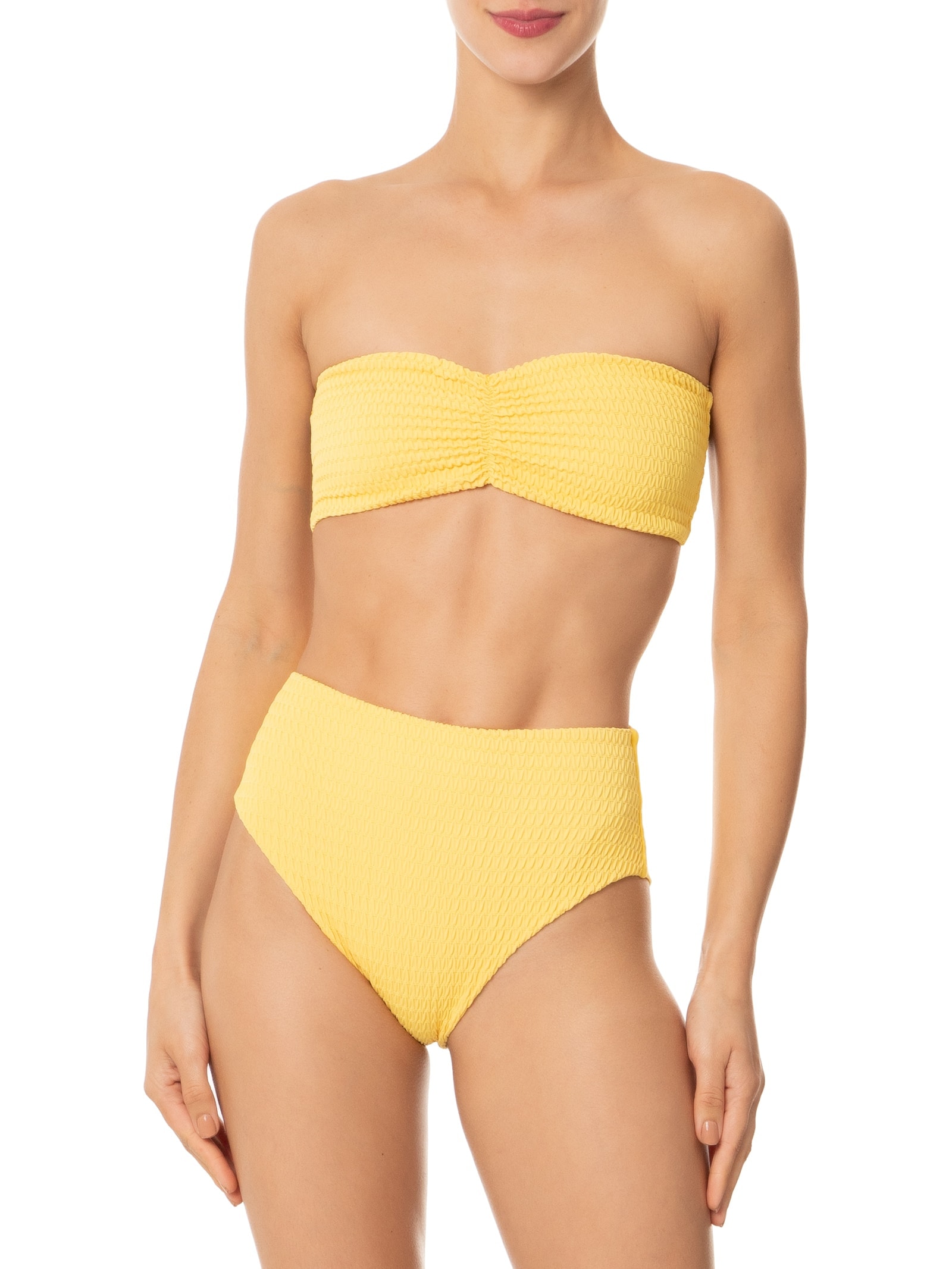 Biquíni Conjunto Top Bandeau e Calcinha Hot Pants Amarelo '2Essential