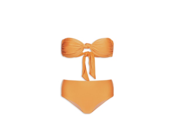 Biquíni Conjunto Top Bandeau E Hot Pants - Laranja